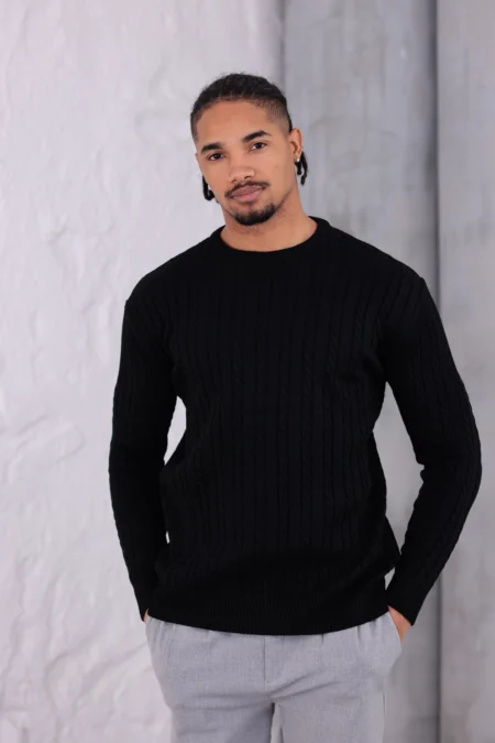 ÖRGÜLÜ SIFIRYAKA UZUN KOLLU TRİKO